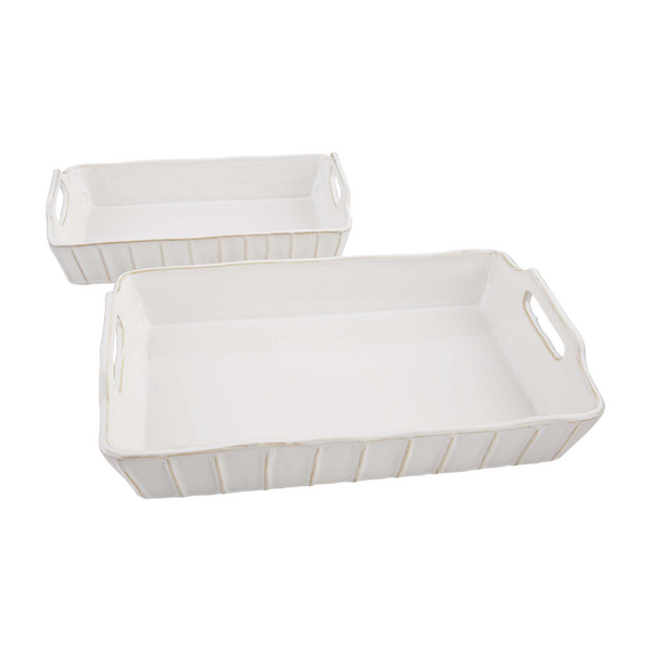 White Textured Baker Dish Set