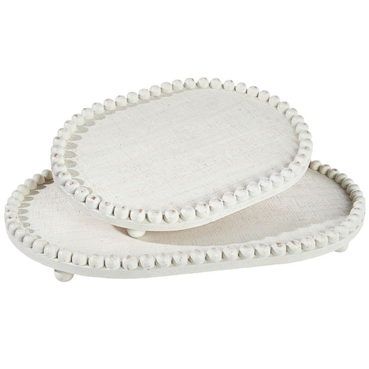 Small Whitewash Beaded Edge Tray
