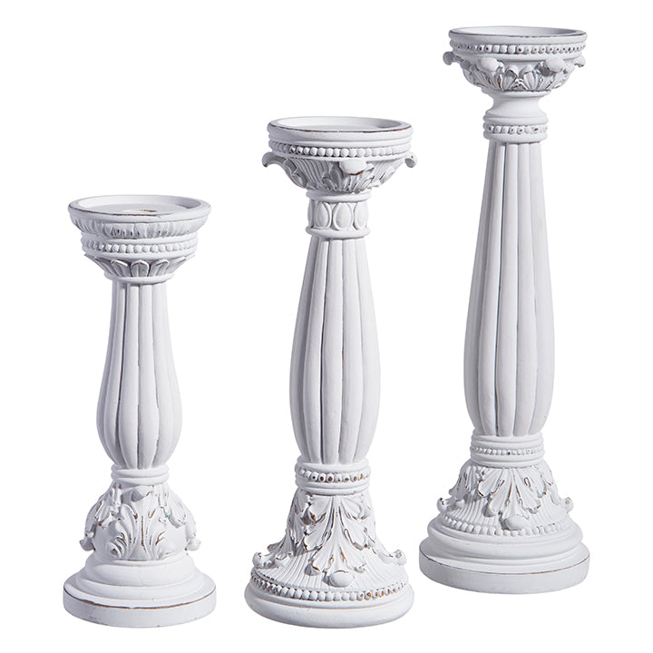 Small White Fluted Candle Holder