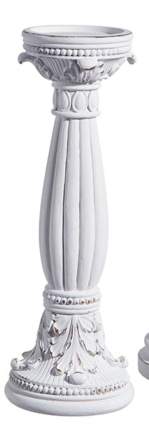 Medium White Fluted Candle Holder