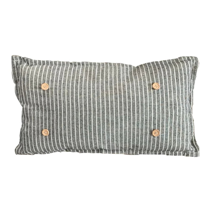 Charcoal/Cream Farm Stripe Pillow