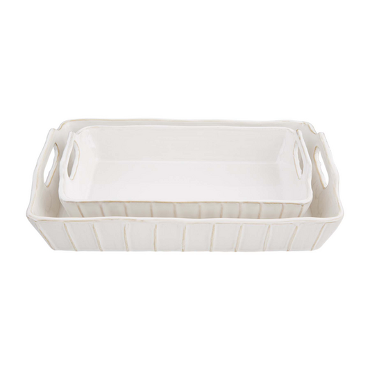 White Textured Baker Dish Set