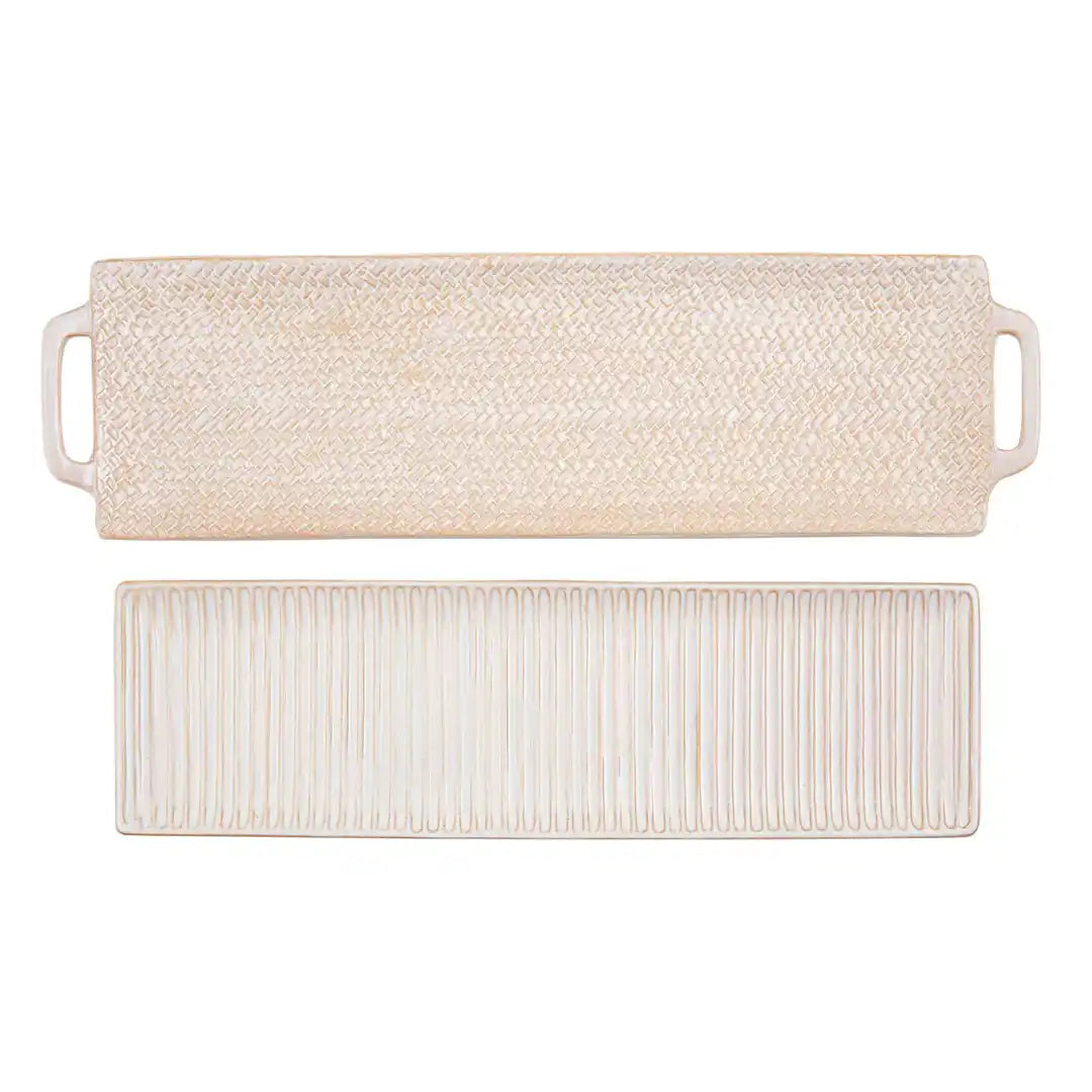 Long Nested Textured Stoneware Trays