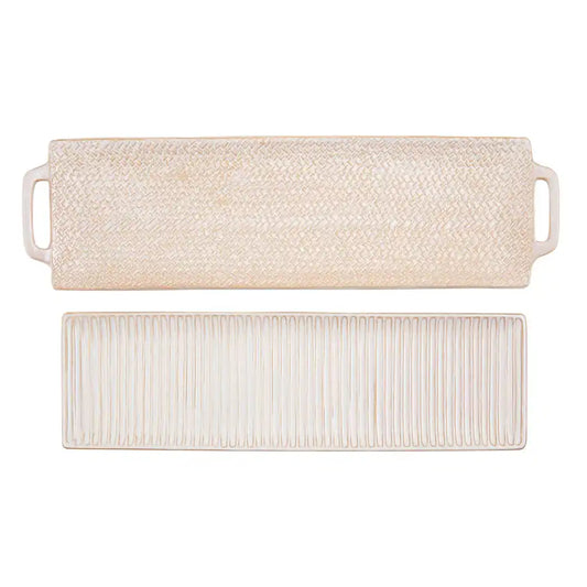 Long Nested Textured Stoneware Trays