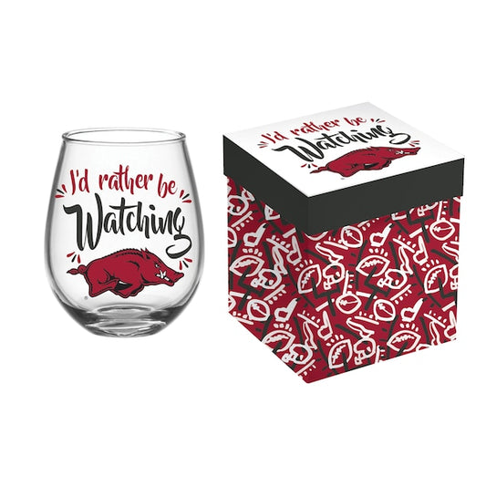 "I'd Rather Be Watching Razorbacks" Glass